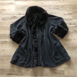Parkhurst Charcoal Teddy Jacket with Faux Fur Trim